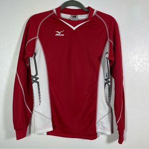 Mizuno Long Sleeve Jersey, Size Small. Red and White. Excellent condition!